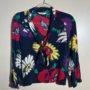 Tucker Floral Tie‎ Front Top | XXS